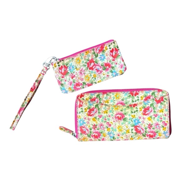 Handbags - Floral Wristlet and Wallet Set
